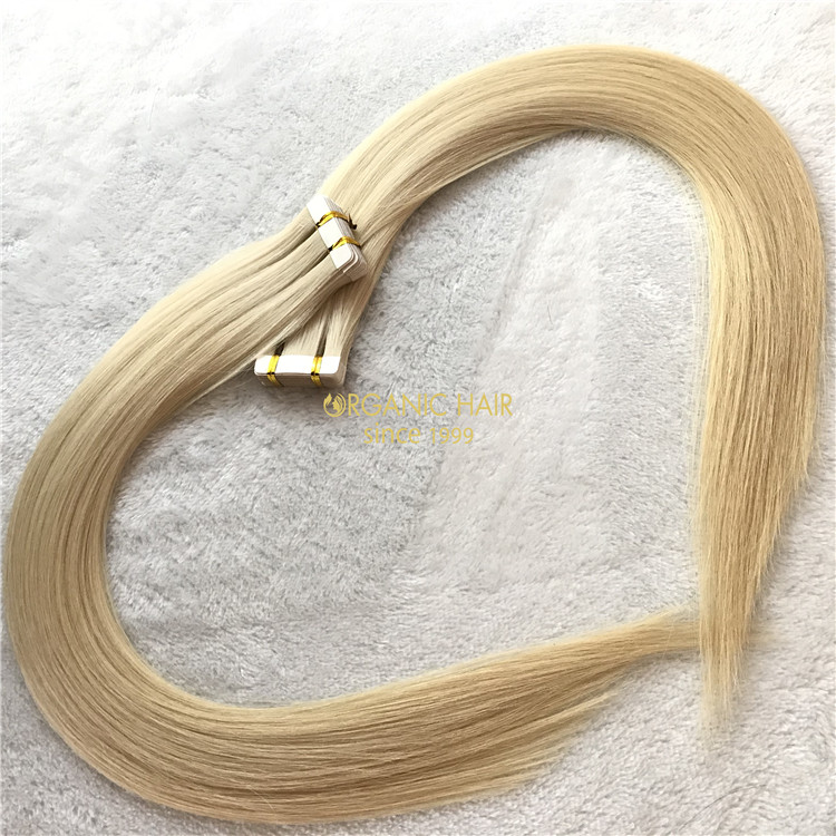 Human seamless tape hair extensions #613 color X92